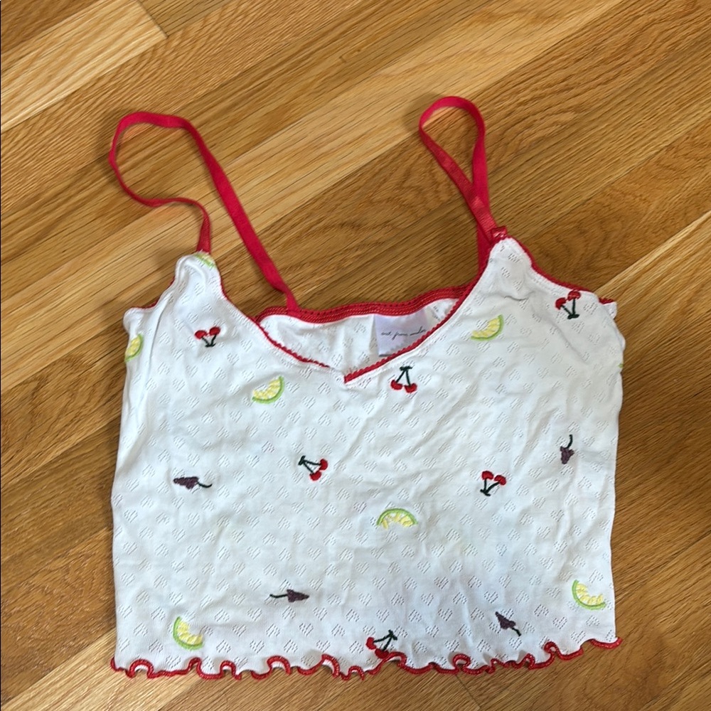 UO out from under embroidered fruit cropped cami top